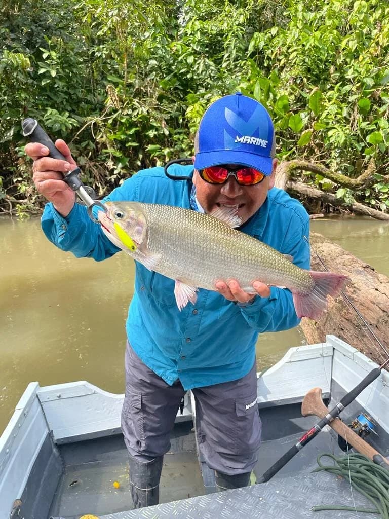 Captura de pez Dorado en río amazónico