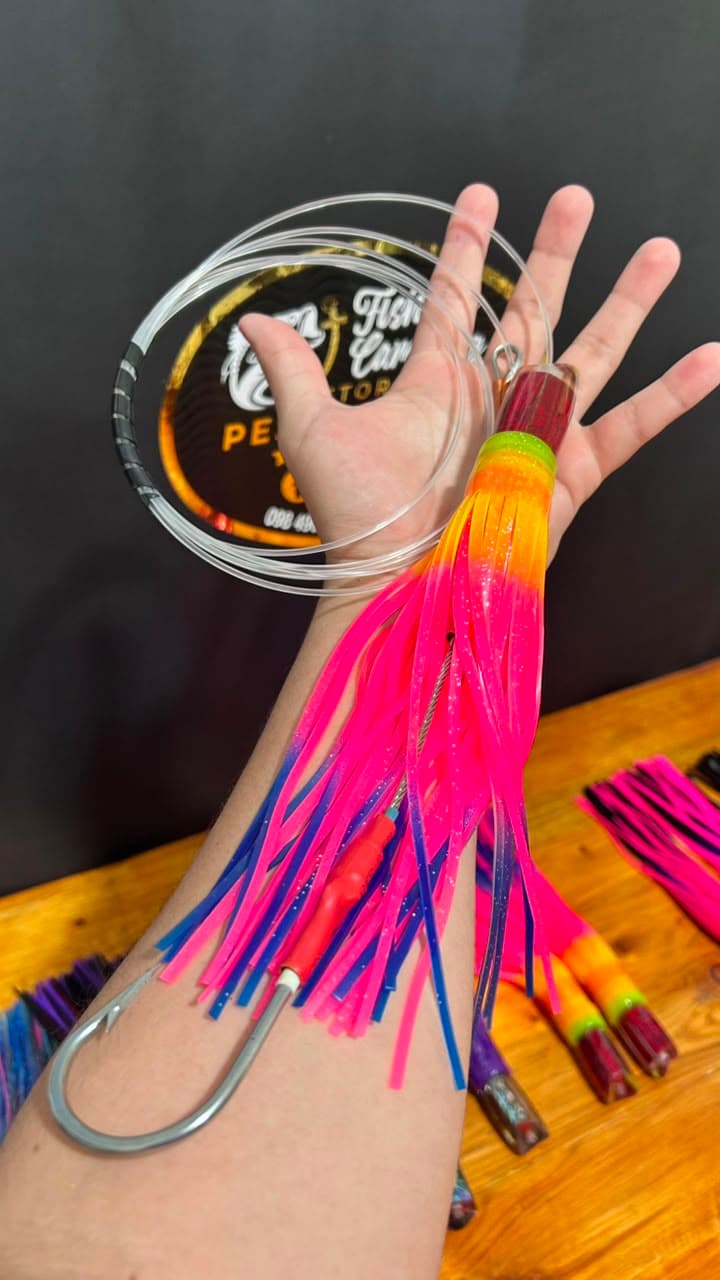 Señuelo Currican Trolling Pesca Con Fe 10" (Arcoíris Neón)